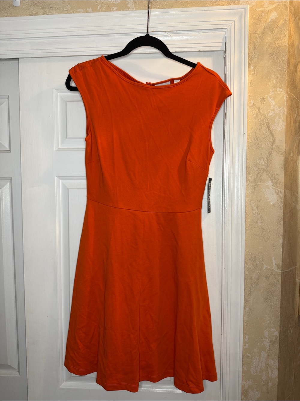 New York & Company Vibrant Orange Cap-Sleeve Mini Dress